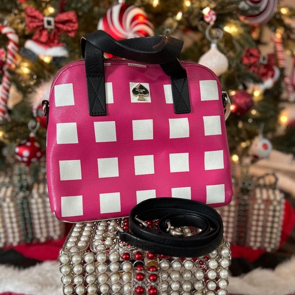 Kate Spade Hot Pink Checkered Crossbody RARE - Picture 1 of 8